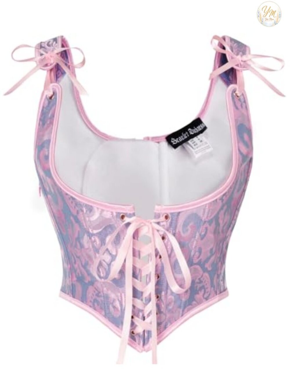 Jacquard Lace Up Underbust Corset Top Renaissance Bustier